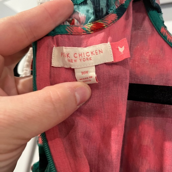 Pink Chicken Green and Pink Floral Kids Dress - Picture 5 of 5